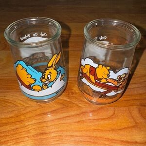 Vtg 90’s Welch’s Pooh and Rabbit Glasses Pooh’s Grand Adventure Disney Cup Jars